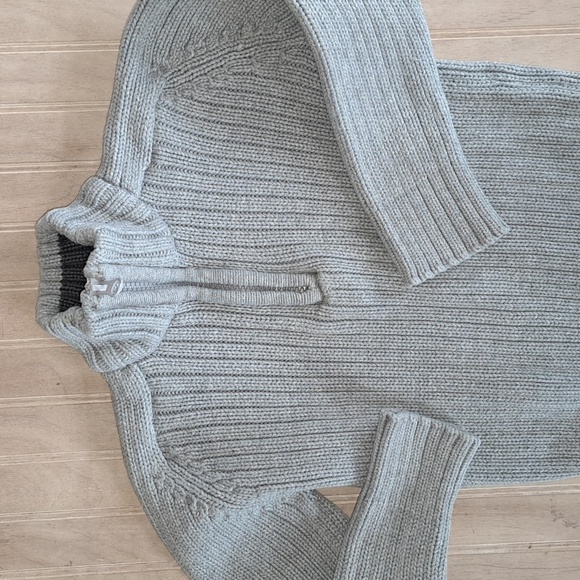 H&M Toddler Ribbed Chunky Knit Half-Zip Sweater 100% Cotton Comfy Gray Boy - Picture 9 of 10